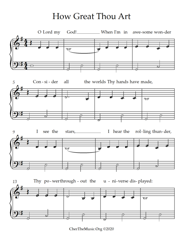 How Great Thou Art - Free Easy Piano Sheet - Cherthemusic